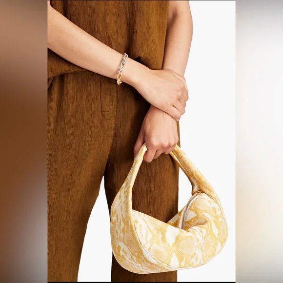 BY FAR Cush Leather Hobo Bag Snakeskin Pattern Zip Closure EUC - Picture 2 of 11